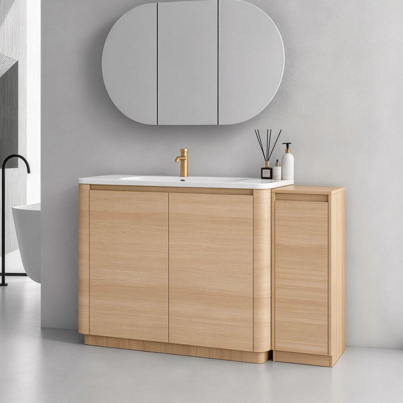 Meuble-lavabo autoportant Pebble, Beige, 52"