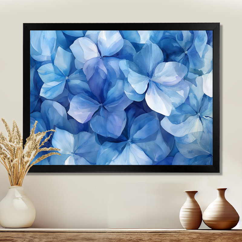 Ilhaam - Floral Wall Art, Single Picture Framed Print, Black, 12" H x 20" W