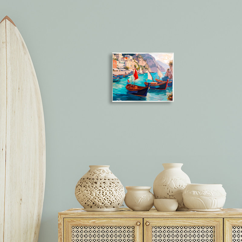 Art mural "Capri Boat Marina View" par Amelia Noyes