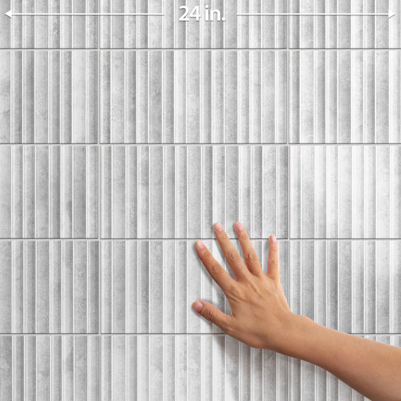 Rubik 5.88" x 11.75" Ceramic Patterned Tile, White