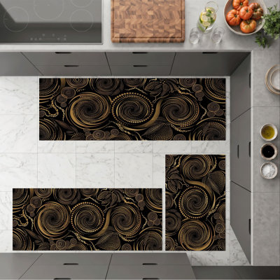 Swirl Pattern Non-Slip Washable Kitchen Mats
