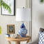 Lampe vase en céramique bleue et blanche