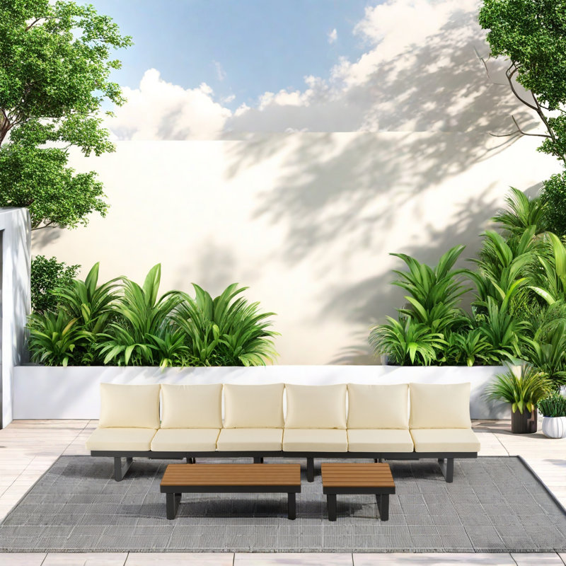Outdoor Modular Sofa Set With Adjustable Reclining Seats, Weather-Resistant Comfortable Waterproof Cushions, Multi-Functional Coffee Tables, Hidden Pull-Out Side Tables