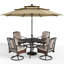Ensemble de salle à manger pour 4 personnes 37 "avec coussins et parasol Leonard Square-100187939