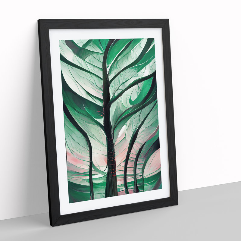 Tree Abstract Art No.1 - Wall Art, Black Framed, 66cm H x 48cm W, White