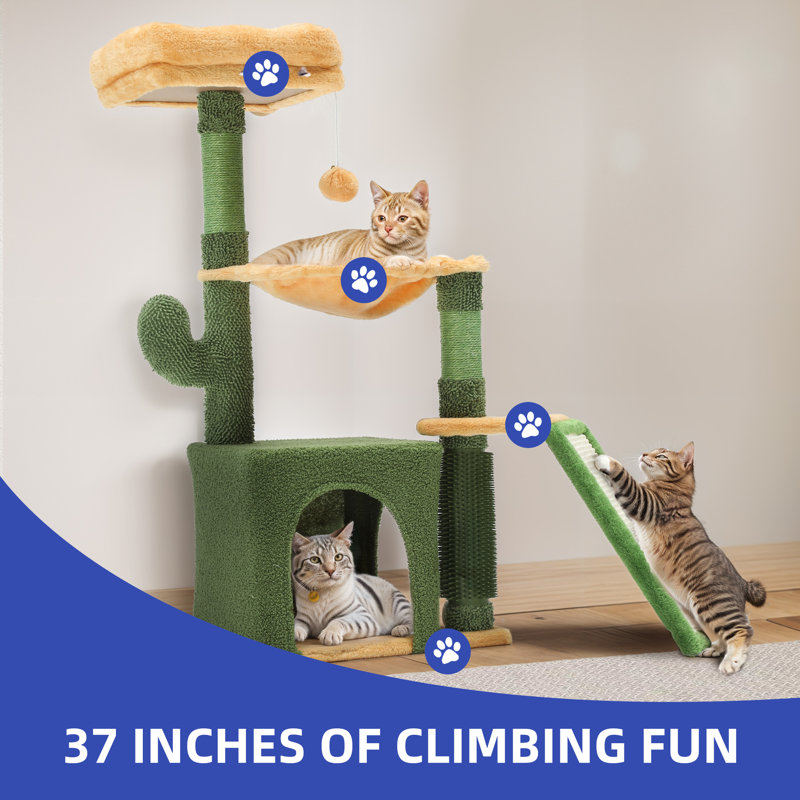 Multi-Level Cactus Cat Tree Tower with Perches, Condos, and Scratching Posts
