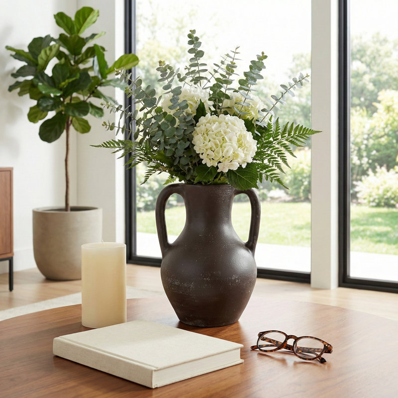  Kenith Terracotta Vase With Handle, Brun