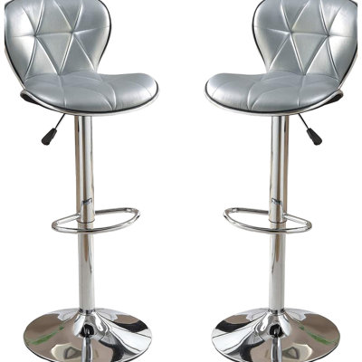 Chaises de comptoir modernes argentées - réglables avec similicuir et structure en métal