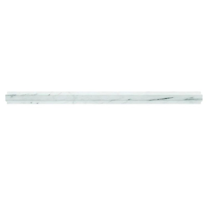 12 x 0.8 Bianco Carrara Marble Polished Pencil Liner Tile Trim, Blanc