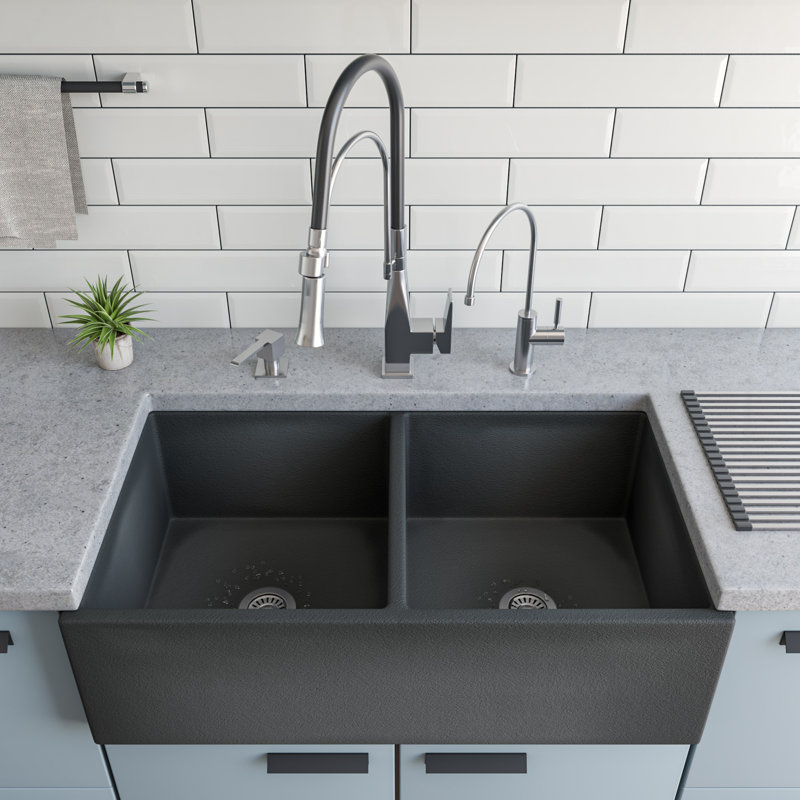 Robinet de cuisine rétractable à poignée simple avec douchette latérale, Nickel brossé