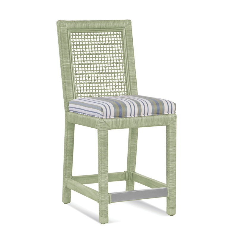 Pine Isle Upholstered Stool, Basic Navy, Celery