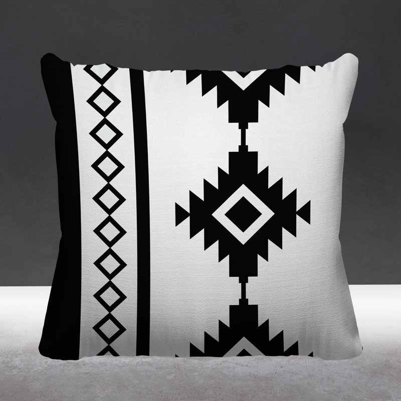 Coussin intérieur / extérieur Carlos Southwestern, L 15 po x H 15 po, Noir