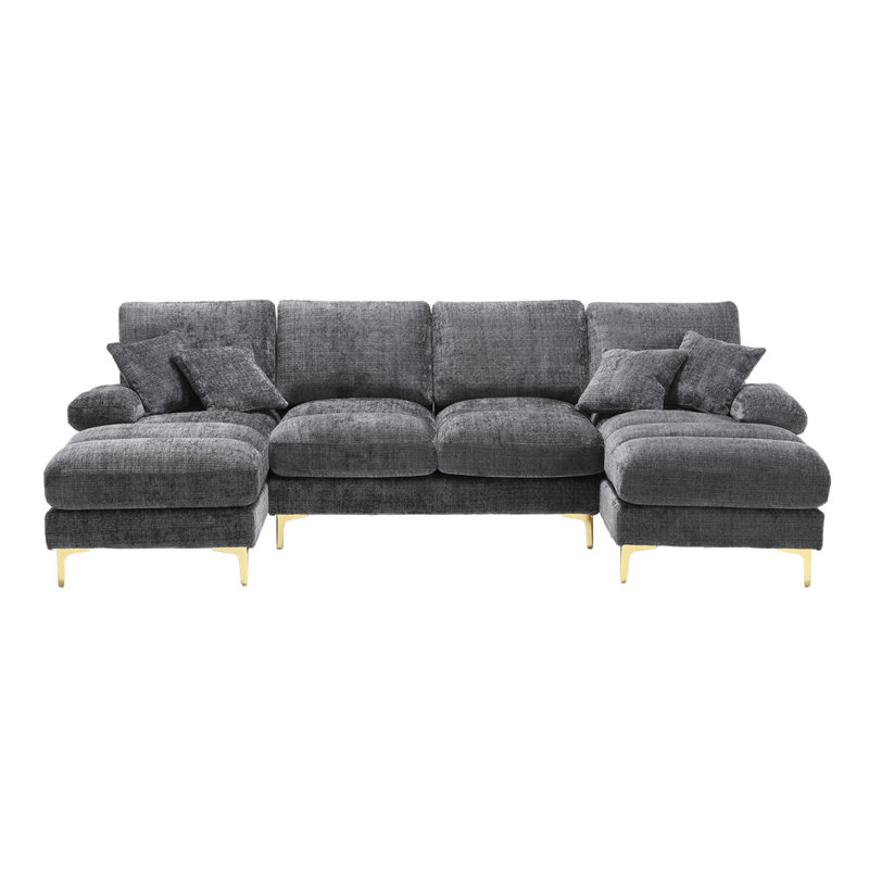 4 Seater Sofa & Chaise, Grey