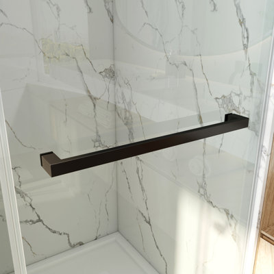 Poignée de porte de douche à angle droit en tube carré de 18 po Pinnacle Touch - Tringle en acier inoxydable pour verre de 1/4 po à 1/2 po d'épaisseur