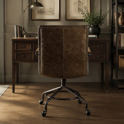 Harith II Vintage Top Grain Leather Ergonomic Office Chair with Adjustable Headrest and Footrest