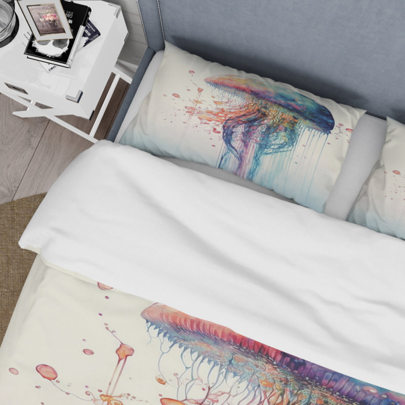 Ensemble de housse de couette en microfibre / polyester Colorful Deepsea Jellyfish IV