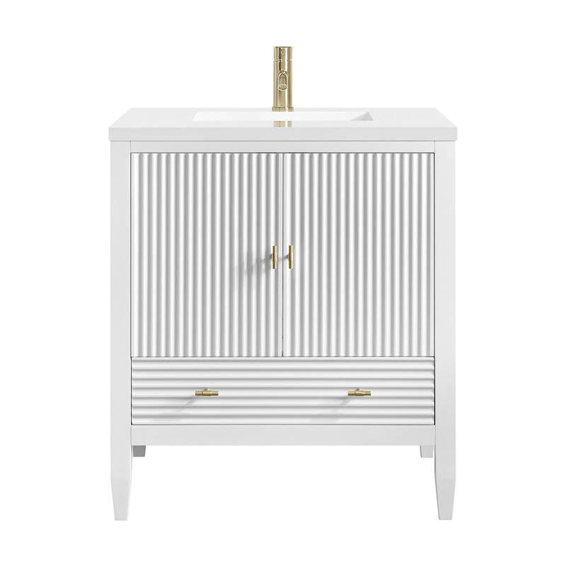 Myrrin 30" W Single Vanity, White Zeus Silestone with Backsplash, Bright White, Single-Hole