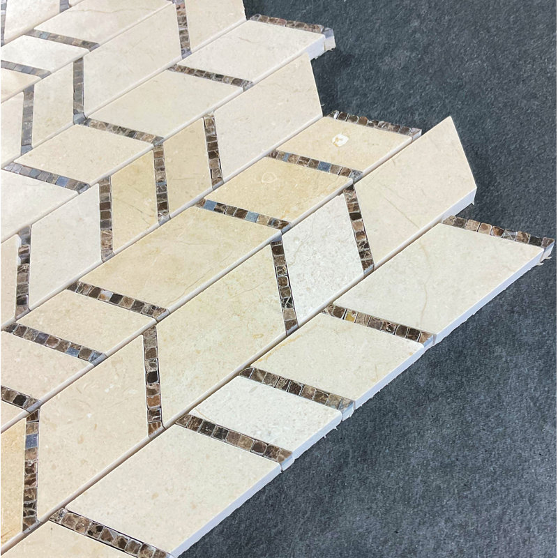 Marble Random Wall & Floor Tile, Cream Marfil / Dark Emperador