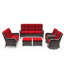 Ensemble de meubles de patio 6 pièces en osier avec coussin rouge 6 pièces-1620798896
