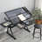 Latiffa Modern Glass Drafting Table Set With Adjustable Height And Ergonomic Chair