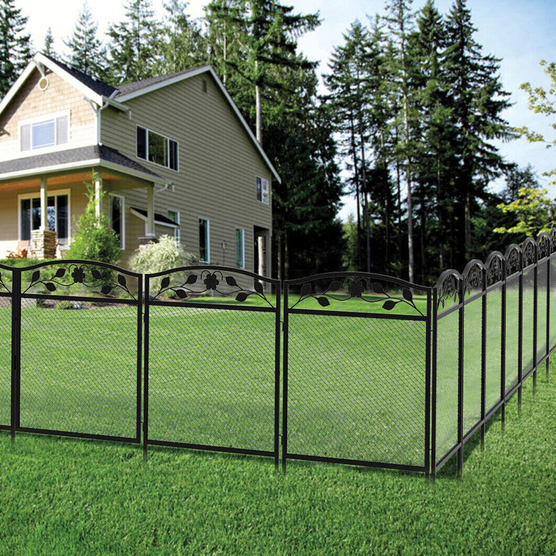 Bredevoort 110cm H x 60cm W Black Metal Fence Panel with 5 Panels