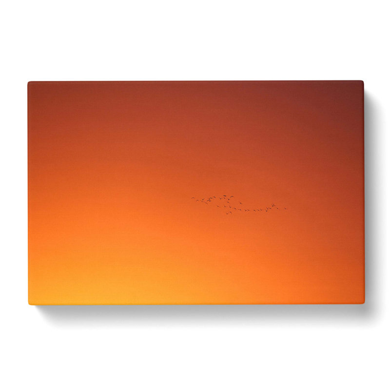 Birds In Flight During An Orange Sunrise - Wrapped Canvas Print, 35cm H x 50cm W x 3cm D