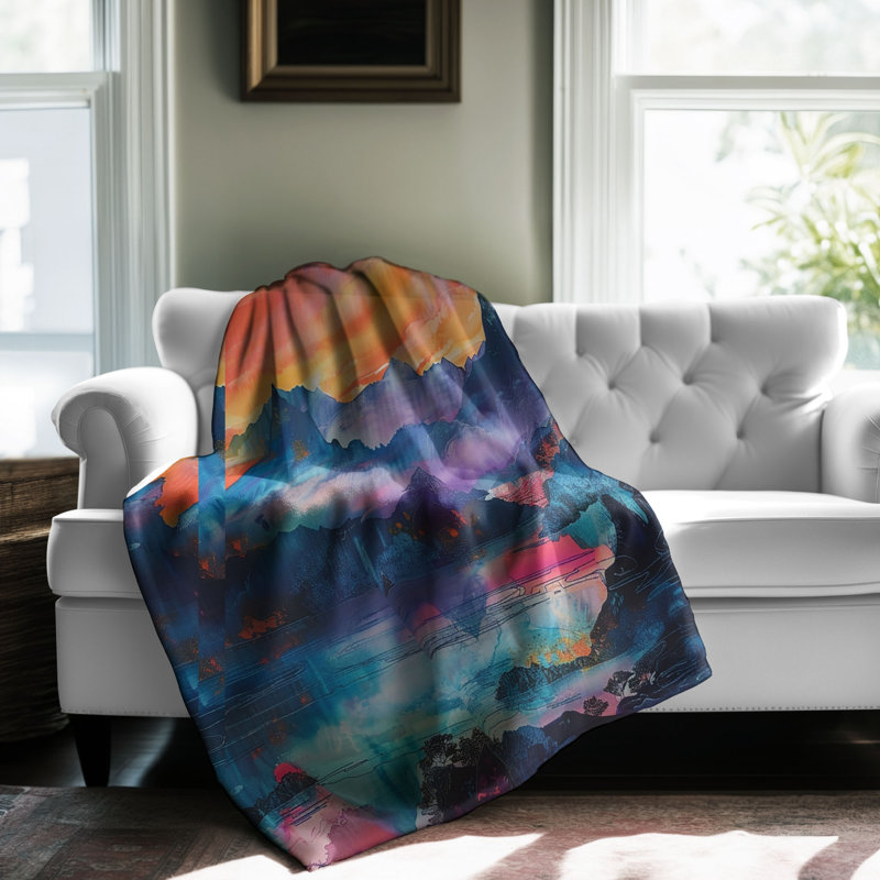 Landscape Encre Patterns - 1 pièce Sherpa Premium, Grand lit