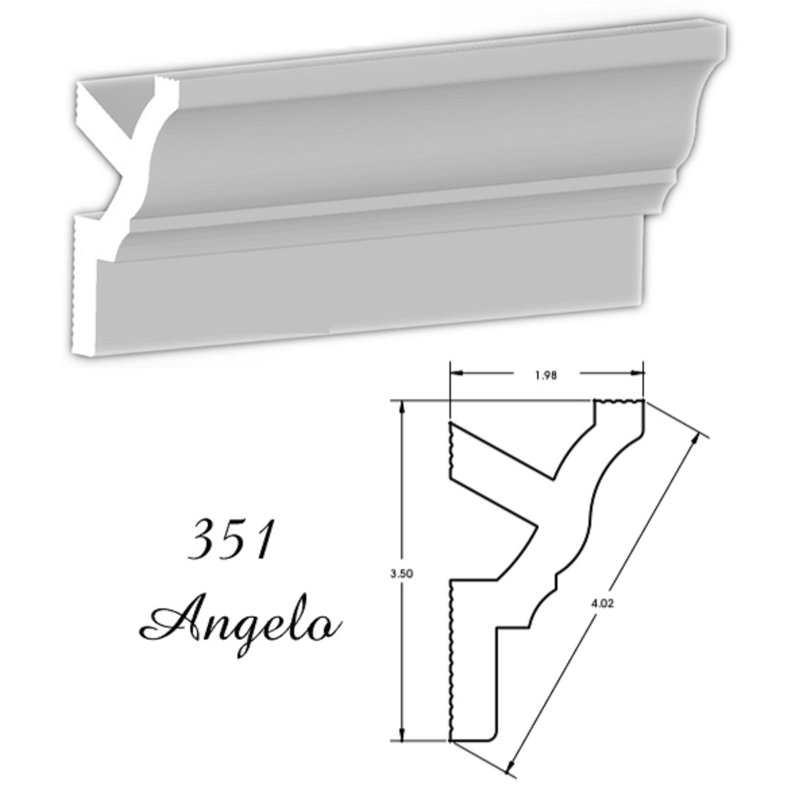 3.5" H x 96" W x 2" D White Foam Crown Molding