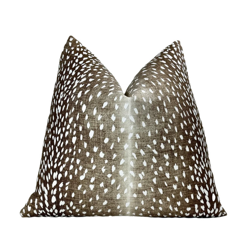 Housse de coussin en lin antilope, H 20 po x l 20 po, Imprimé animal brun