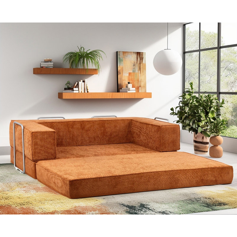 Hugspacee Velvet Loveseat, Orange