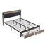 Structure de lit de style moderne avec rangement rembourré - plateforme en métal, aucun sommier requis, sous-espace, assemblage facile, profondeur de 84,59 po, tête de lit et tiroirs d'une capacité de 600 lb, rangement et tablette