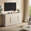 Buffet 60 po avec rangement moderne, crédence d'appoint en chêne beige, tablettes réglables et gestion des câbles, console média en bois pour le salon et la salle à manger