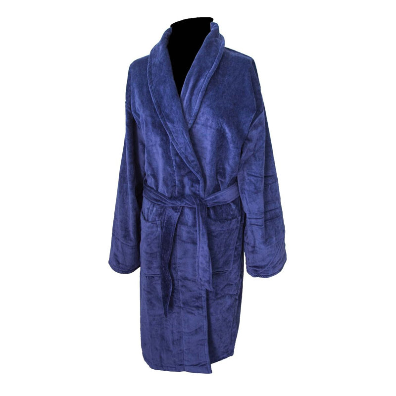 Peignoir 100% coton velours éponge Terry, Bleu marine