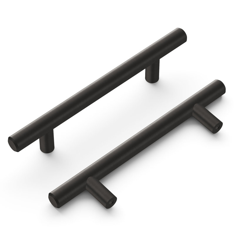 Bar Pulls Kitchen Cabinet Handles, Solid Core Drawer Pulls for Cabinet Doors, 3 3/4", Brushed Black Nickel