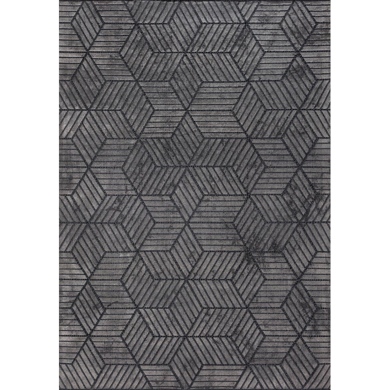 Rapture Geometric Shapes Area Rug in Gray, Rectangle 6'7" x 8'3"