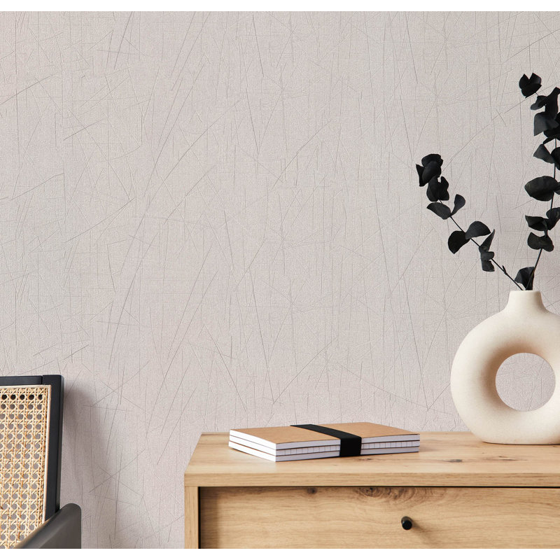 Evelina 10.05m x 70cm Textured Wallpaper Roll, Cream