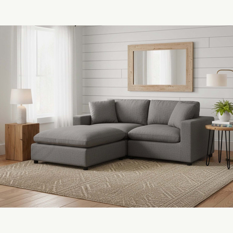 Ensemble de 3 pièces modulaires Cassandra: finition gris anthracite, Polyester gris anthracite