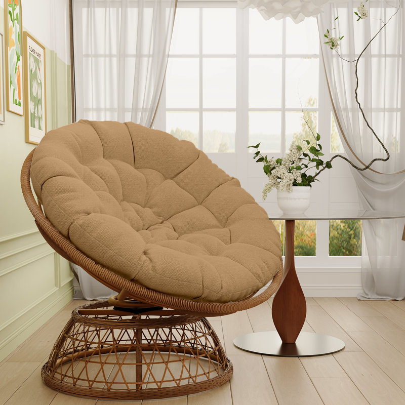 Ahlexus Swivel Wicker Outdoor Lounge Chair, Tan
