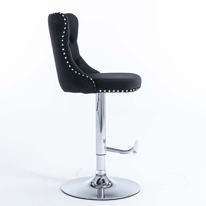 Tabouret à hauteur réglable Blevens, Argent, Noir