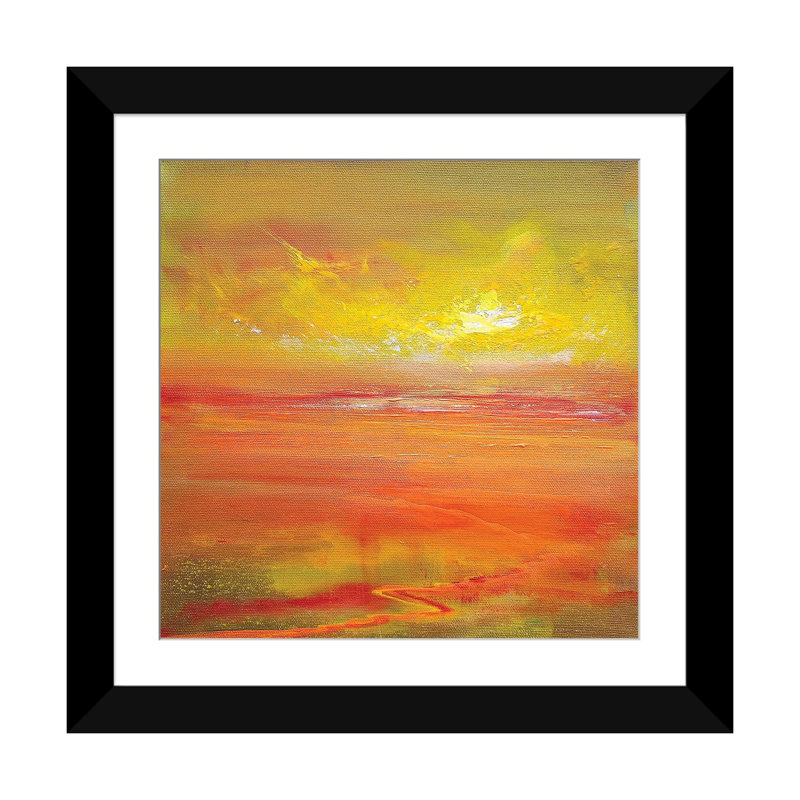Impression sur mer, art mural encadré, 24 po x 24 po, Papier encadré, Noir