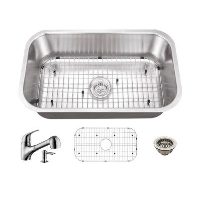 Évier de cuisine encastrable l 30 po x l 18 po avec robinet et distributeur de savon