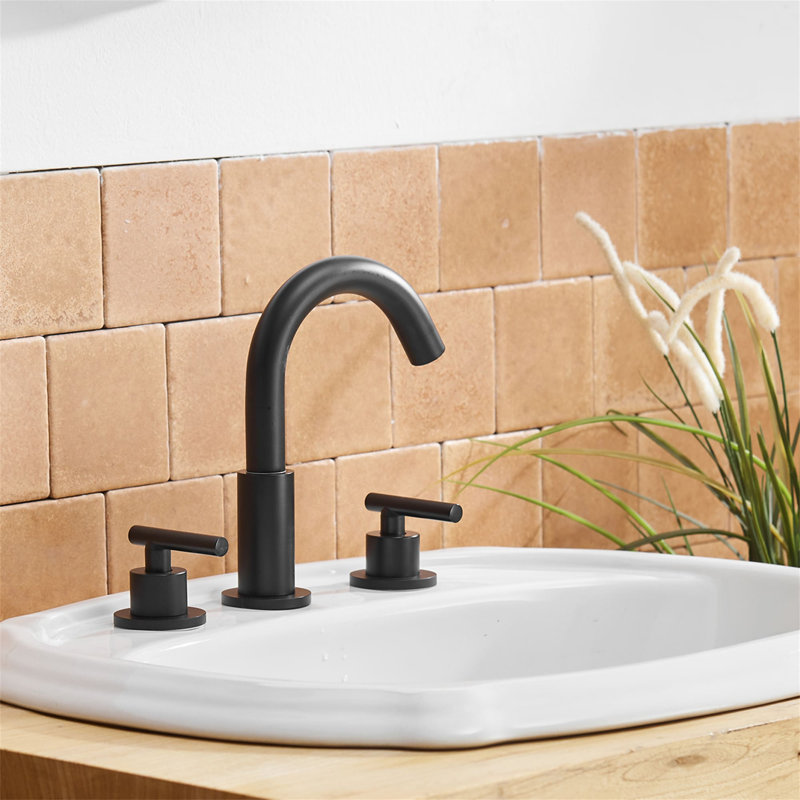 Robinet de salle de bain espacé de 8 pouces avec bonde escamotable et robinet à 3 trous pour lavabo, Noir mat