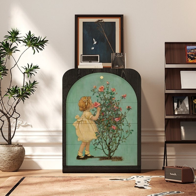 Three-Drawer Single-Door Accent Cabinet