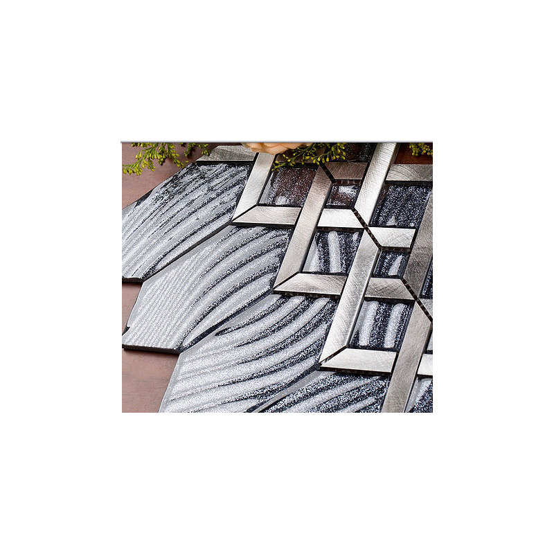 Hexa Metal/Glass Novelty Mosaic Wall Tile, Gray/Silver