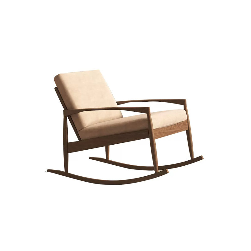 Chaise berçante en bois massif, Crème