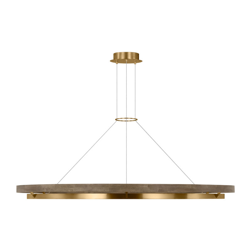 Sean Lavin Grace LED 60'' dimmable chandelier in matte black and weathered oak wood oak finish