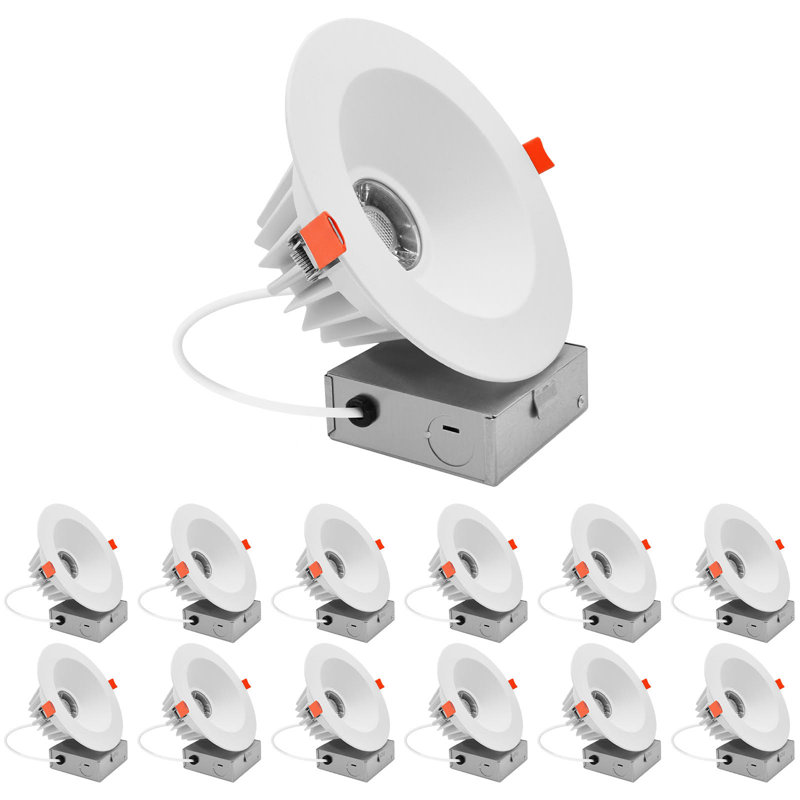 Luxrite 6 po Éclairage encastré à DEL à DEL, 5CCT, 10/15 / 20W, 800-1500LM, CRI90, éclairage encastré sans intensité à intensité variable, homologué IC, homologué pour l'humidité, homologué ETL