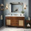 Meuble-lavabo moderne en rotin 60 po avec lavabo SMC, armoire de rangement en bois massif avec 5 tiroirs à fermeture en douceur (naturel / brun)-129943608
