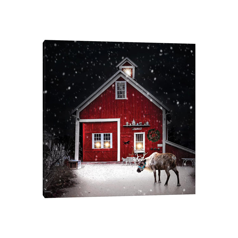 Winter Night Reindeer by Karen Burke - Wrapped Canvas Print, 45.72 cm H x 45.72 cm W