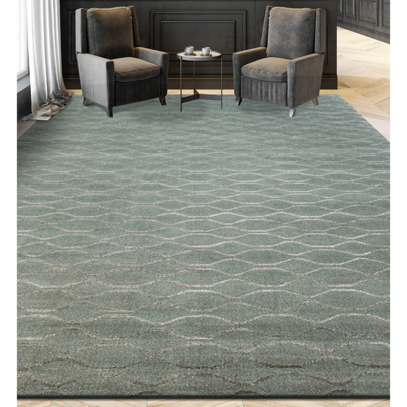 Tapis en verre noué à la main de haute qualité, Rectangulaire 8 pi x 10 pi